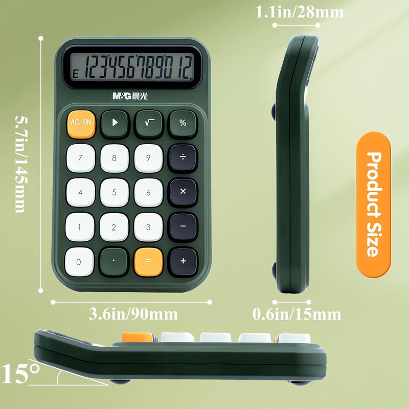 MG Mechanical Switch Calculator, 12 Digits, Large LCD Display and Big Buttons, Cute Green Desktop Calculator for Office, Home, School (Battery Included) - Image 5